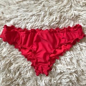 Hollister XS Red Cheeky Ruffle Bikini Bottoms